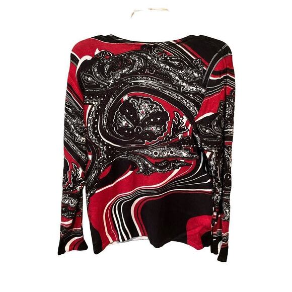Pierri New York Cardigan Sweater Women's Medium Multicolor Abstract Print Sequin - Picture 2 of 4